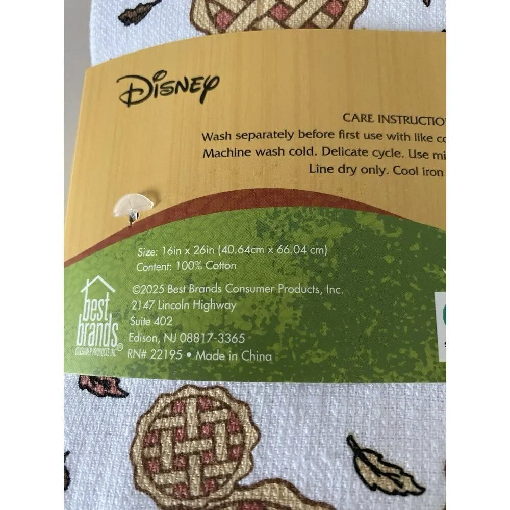 3 Pack Disney Mickey Minnie Mouse Autumn Fall Pie Leaves Kitchen Towels 16 X 26”